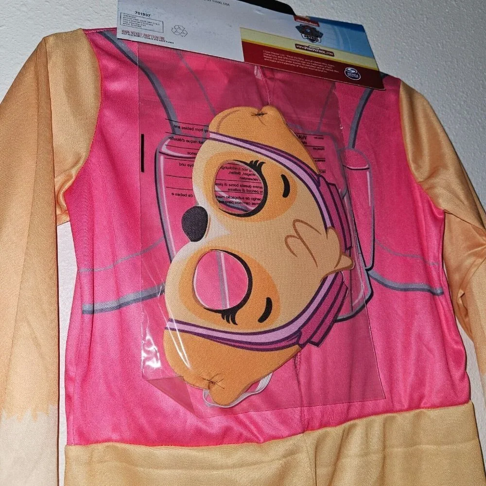 NWT Paw Patrol Skye Halloween Costume Girls XS 3-4 Jumpsuit Mask Rubie's Pink - Picture 6 of 6
